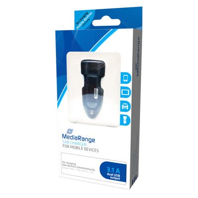 Cargador De Coche Mediarange 2 Salidas Usb 3,4a Negro Plata