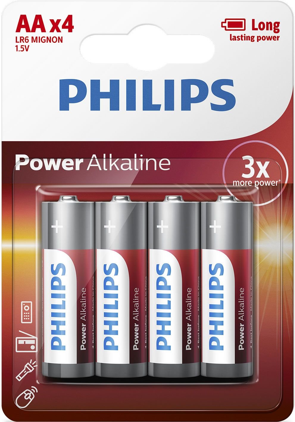 Pack De 4 Pilas Aa Philips Lr6p4b 10 1.5v Alcalina