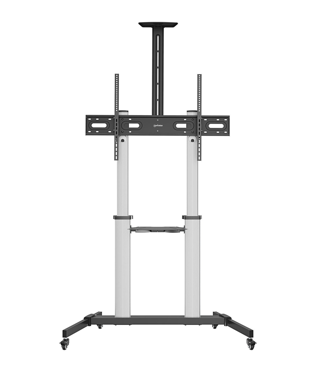 Manhattan 462563 Tv-Wagen 60-100" 80kg Vesa 1000x600 Neigbar Kamera- Av-Ablage Rollen Silver Black