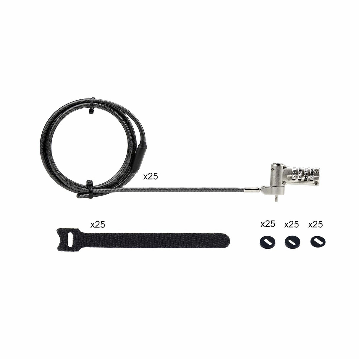 Startech 25-Pack Laptop Lock, Compatible W Noble Wedge Nano K-Slot - Sicherheitscableschloss - Schwarz, Silber - 2 M - Taa