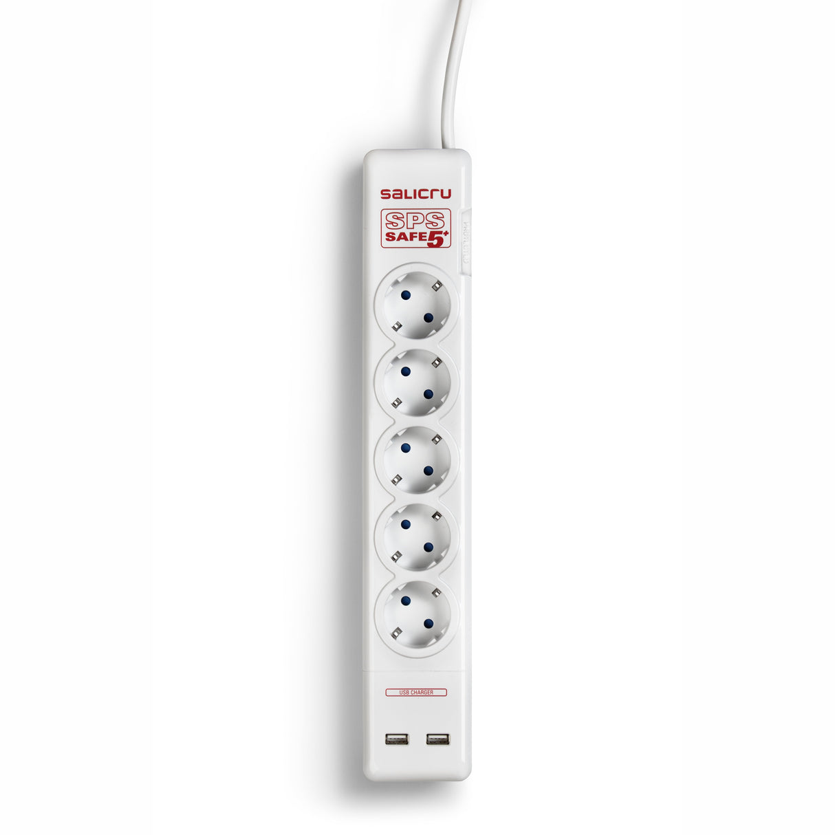 Regleta Con Interruptor Salicru Safe 5+ 5 Tomas De Corriente 2 Usb Cable 1.5m Blanca