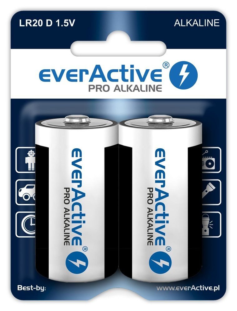 Pilas Alcalinas Everactive Pro Alkaline Lr20 D - Tarjeta Blíster - 2 Piezas
