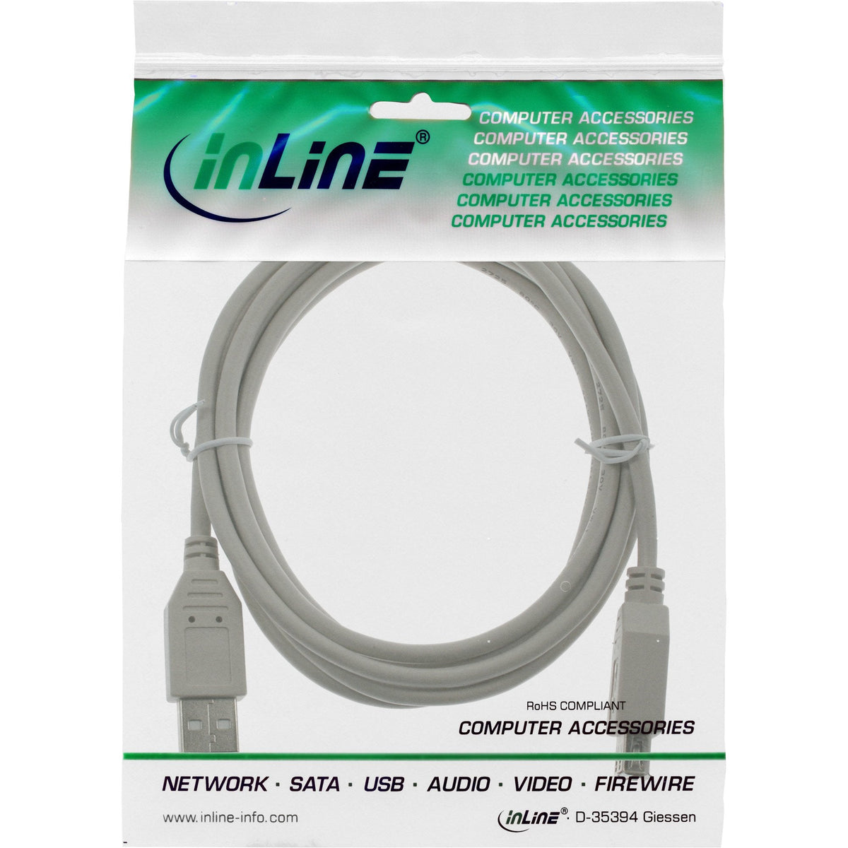 Cable De Extensión Inline Usb 2.0 A Macho A Hembra Gris 0.5m