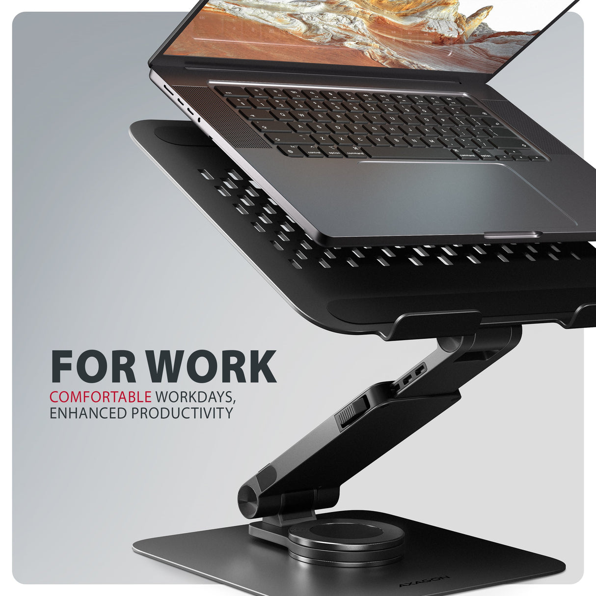 EAN 8595247909206 - Axagon STND-LRB Laptop-Ständer, 360° drehbar, Doppelgelenk, verlängerbar Soporte para ordenador portátil imagen 6