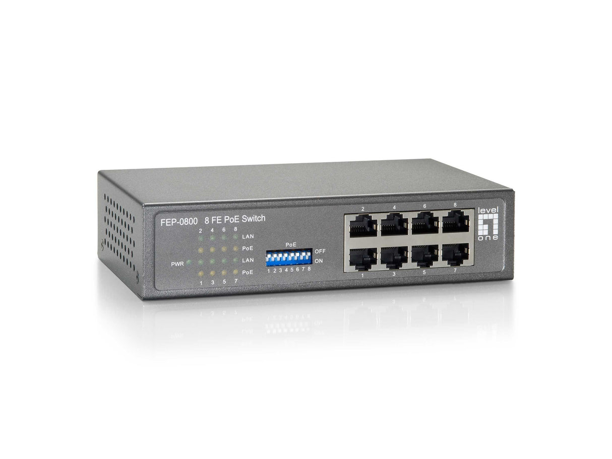 Levelone Switch 8x Fe Fep-0800w65 65w 8xpoe