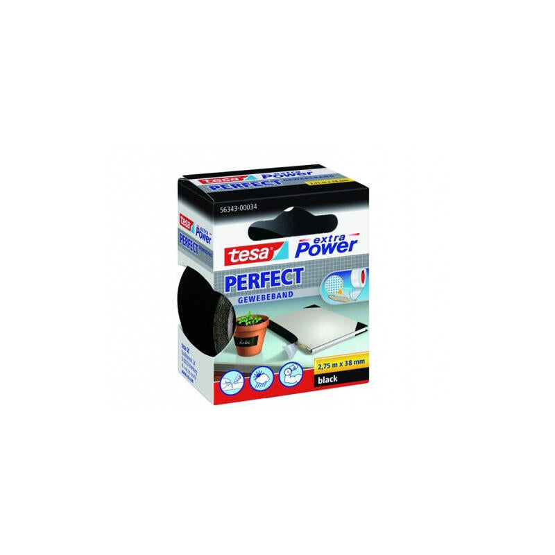 Cinta De Tela Tesa Extra Power Perfect 2,75 M 38 Mm Negro