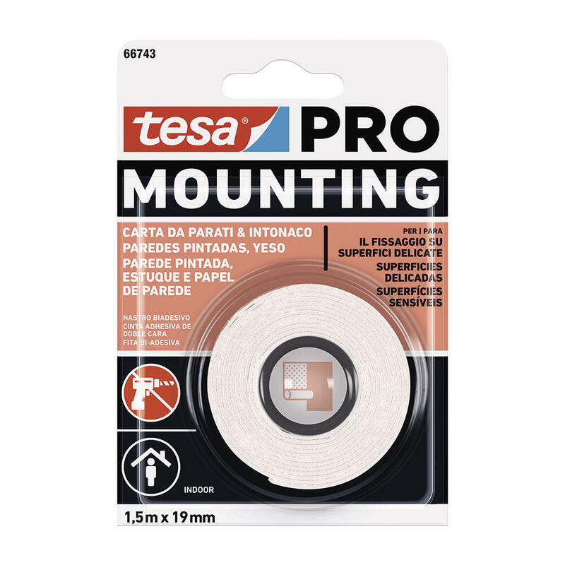 Cinta Doble Cara Mounting Pro Especial Pared Pintada 19 Mm X 1,5 M