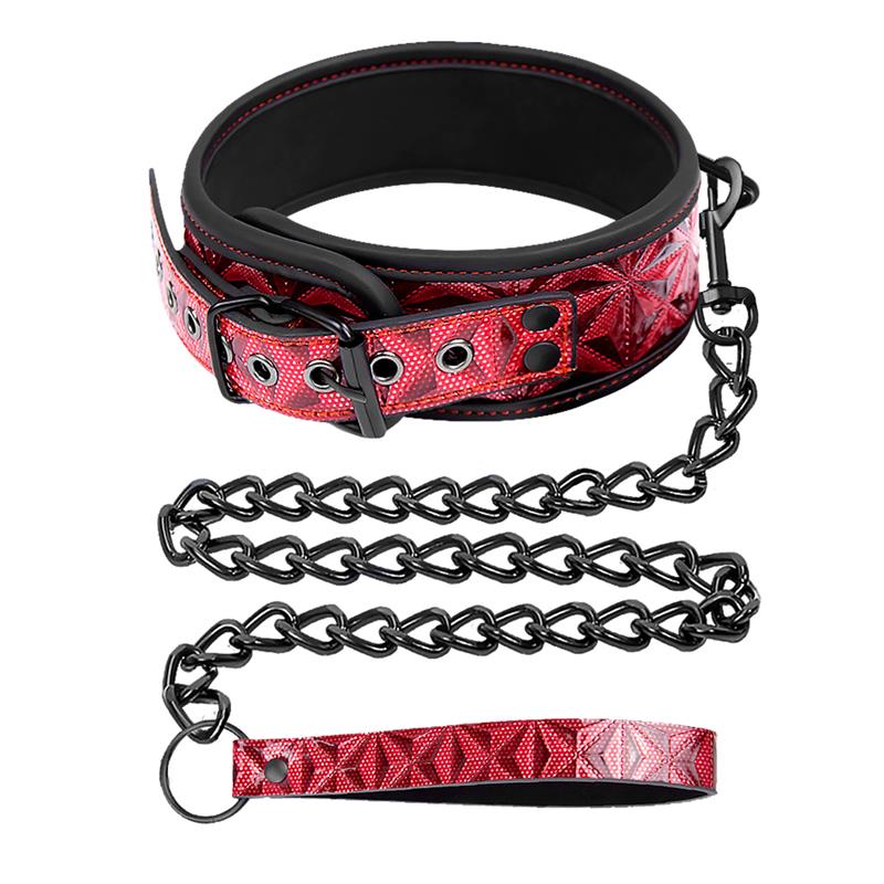 Collar Con Correa Ajustable Diamond Cuero Vegano