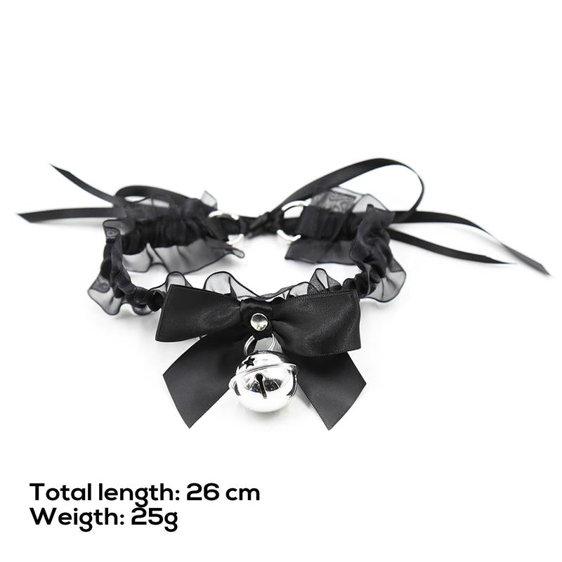 Collar Con Lazo, Cascabel Y Encaje