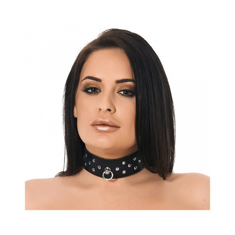 Collar Cuero Con Anilla Y Tachuelas Talla (Interno):M/L