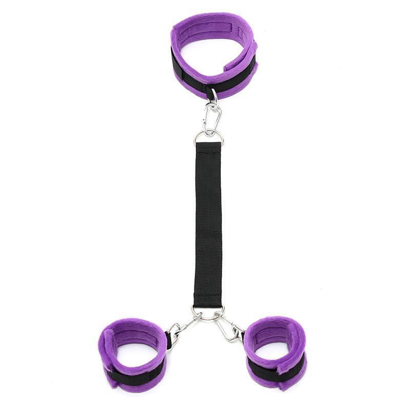 Collar Y Esposas Con Correas Ajustables Púrpura