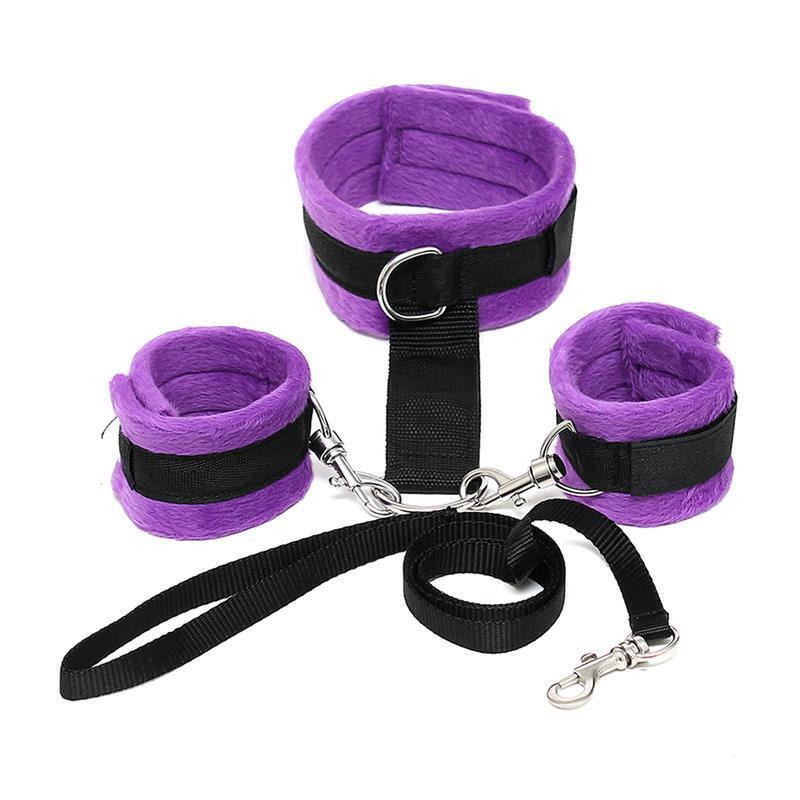 Collar Y Esposas Desmontable Púrpura Ajustable