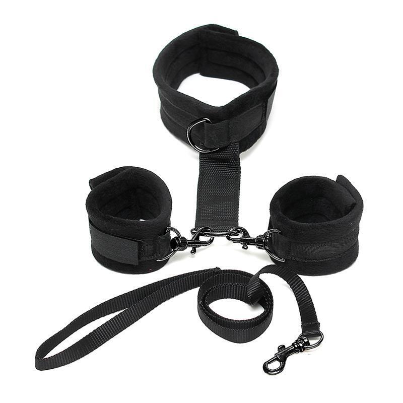 Collar Y Esposas Desmontables Negro Ajustables