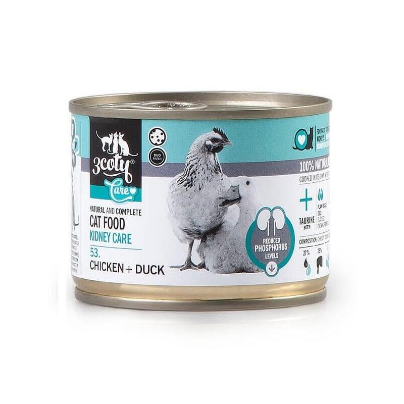 Comida Húmeda Para Gatos 3coty 53. Chicken + Duck Kidney Care 180g