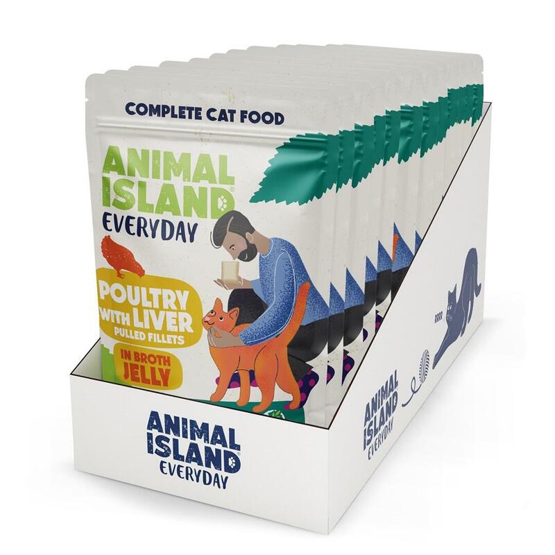 Comida Húmeda Para Gatos Animal Island Everyday Poultry And Liver In Jelly 12 X 85g