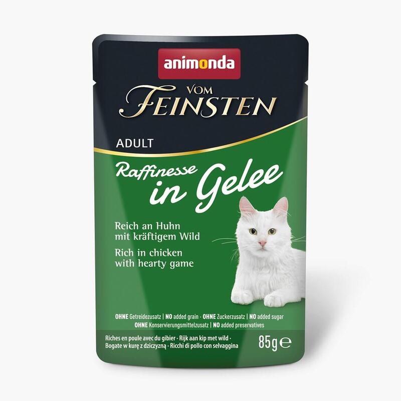 Comida Húmeda Para Gatos Animonda Vom Feinsten Adult Raffinesse En Gelatina Rico En Pollo Con Caza 85 G