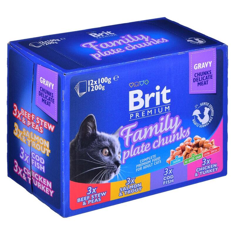 Comida Húmeda Para Gatos Brit Cat Pouches Family Plate 12 X 100g