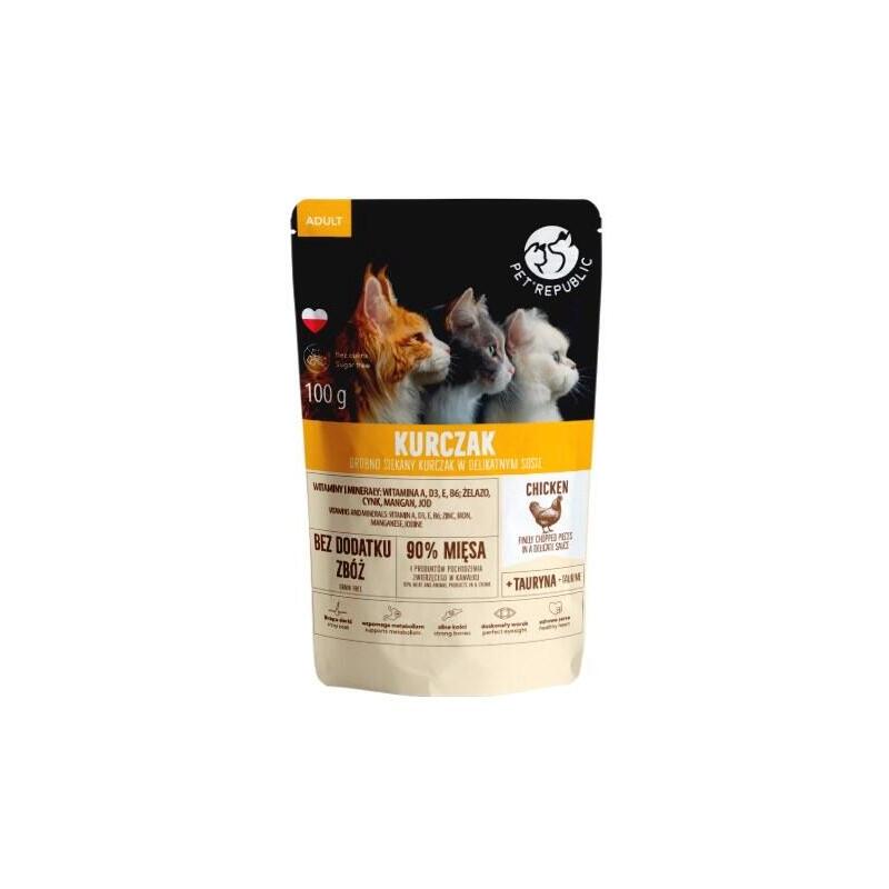 Comida Húmeda Para Gatos Pet Republic Adult Pollo Finamente Picado 100 G