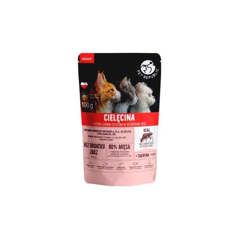 Comida Húmeda Para Gatos Pet Republic Adult Ternera Finamente Picada 100 G