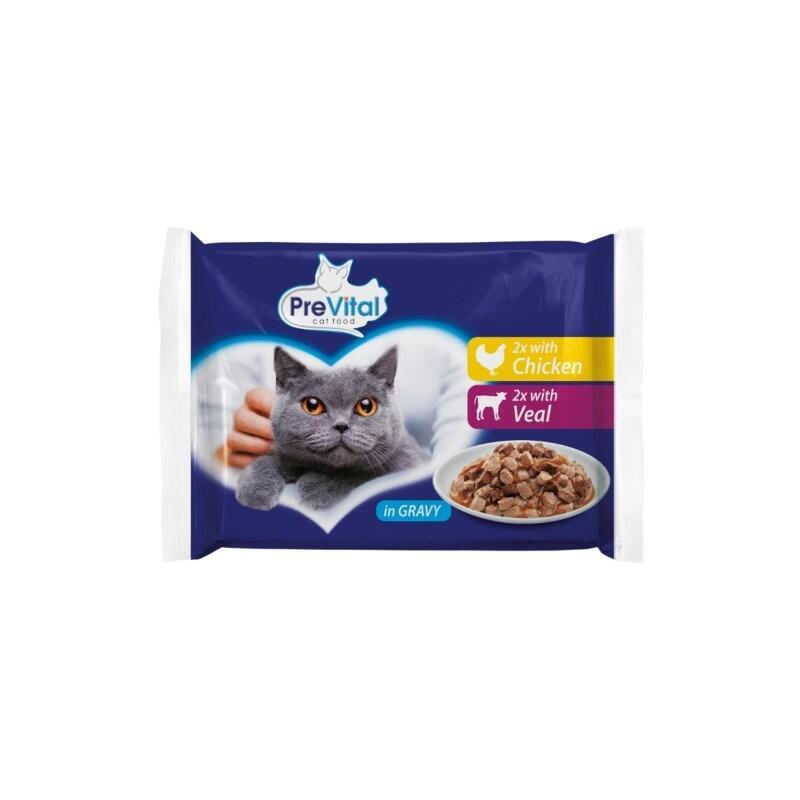 Comida Húmeda Para Gatos Prevital Chicken And Veal In Gravy 4 X 100g