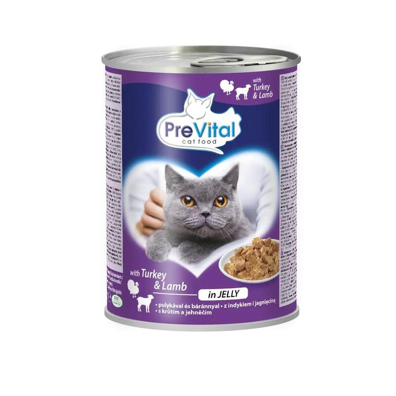 Comida Húmeda Para Gatos Prevital Comida Para Gatos Con Cordero Y Pavo En Gelatina 415g