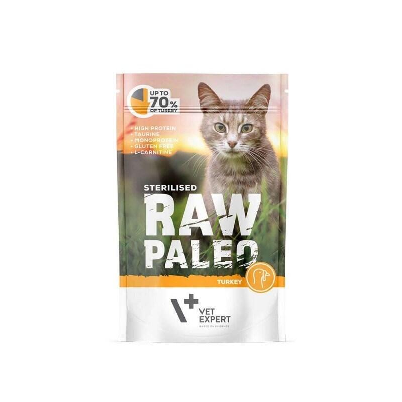 Comida Húmeda Para Gatos Raw Paleo Adult Cat Sterilised Pavo 100 G