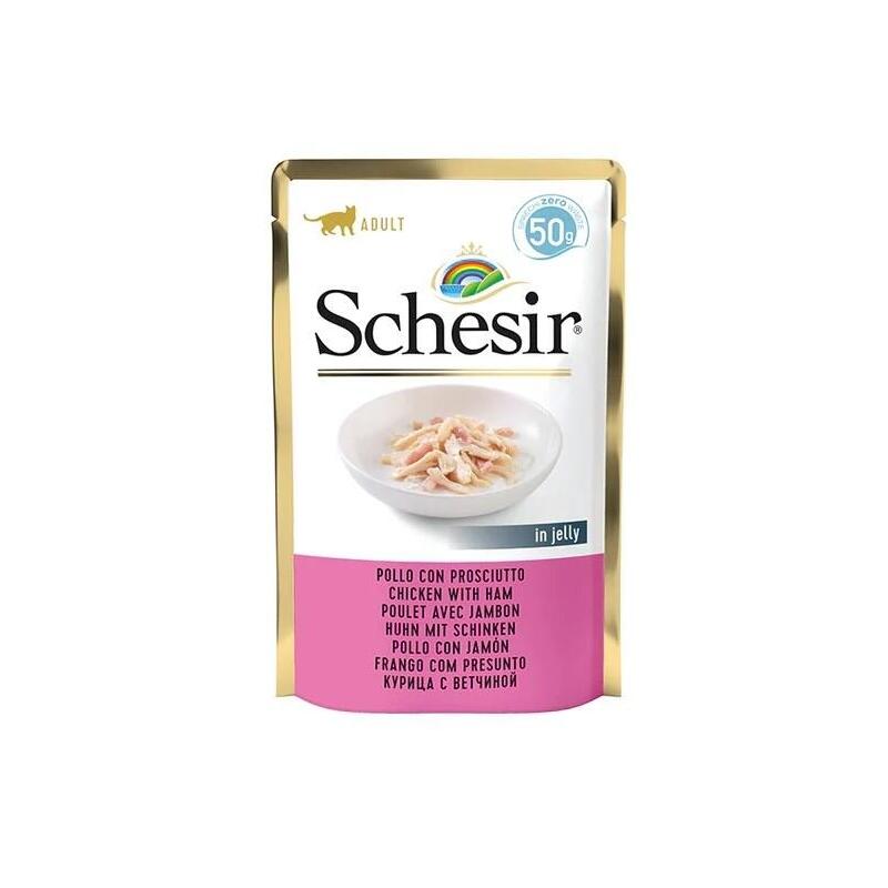 Comida Húmeda Para Gatos Schesir In Jelly Chicken With Ham 50 G