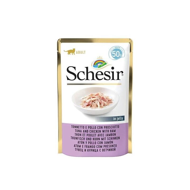 Comida Húmeda Para Gatos Schesir In Jelly Tuna And Chicken With Ham 50 G