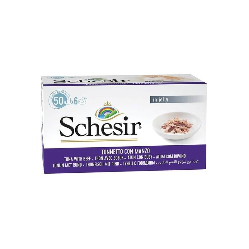 Comida Húmeda Para Gatos Schesir In Jelly Tuna With Beef 6 X 50 G