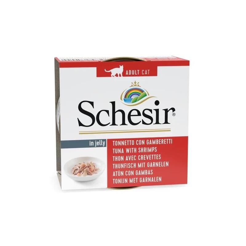 Comida Húmeda Para Gatos Schesir In Jelly Tuna With Shrimps 85 G