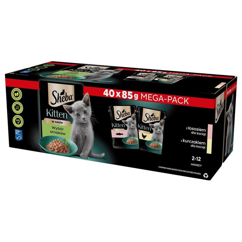 Comida Húmeda Para Gatos Sheba Kitten Selección De Sabores En Salsa 40x85 G