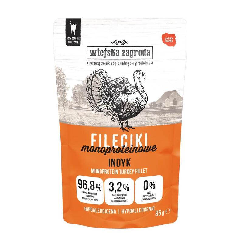 Comida Húmeda Para Gatos Wiejska Zagroda Filetes Monoproteicos De Pavo 85 G