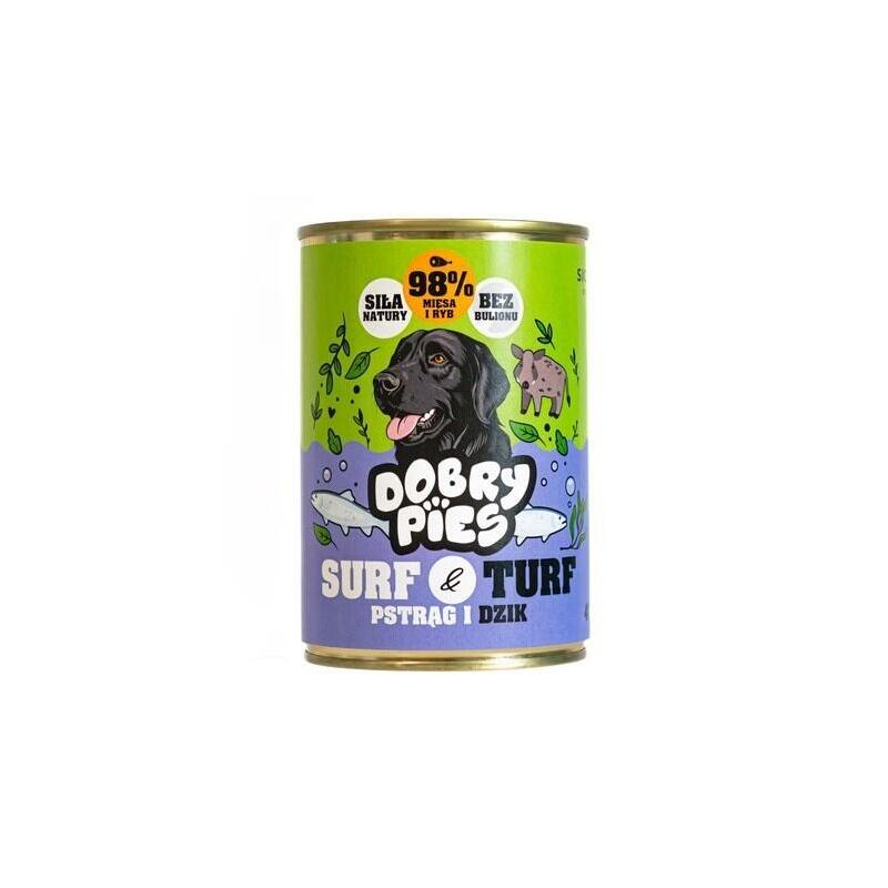 Dobry Pies Surf & Turf Trout And Wild Boar - Comida Húmeda Para Perros - 400g