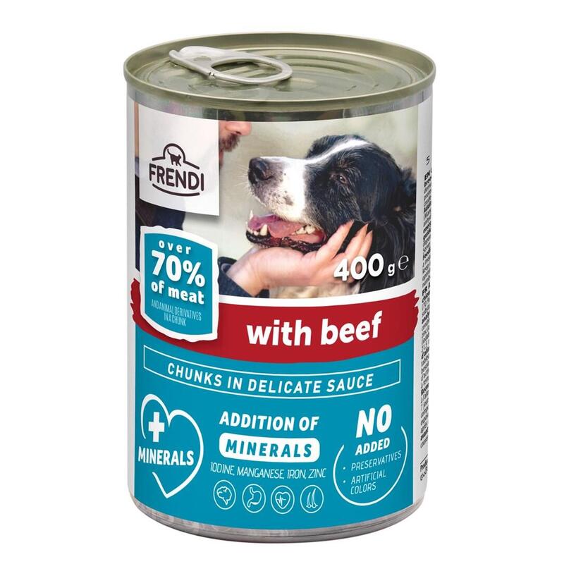 Comida Húmeda Para Perros Frendi Con Trozos De Ternera En Salsa Delicada 400g