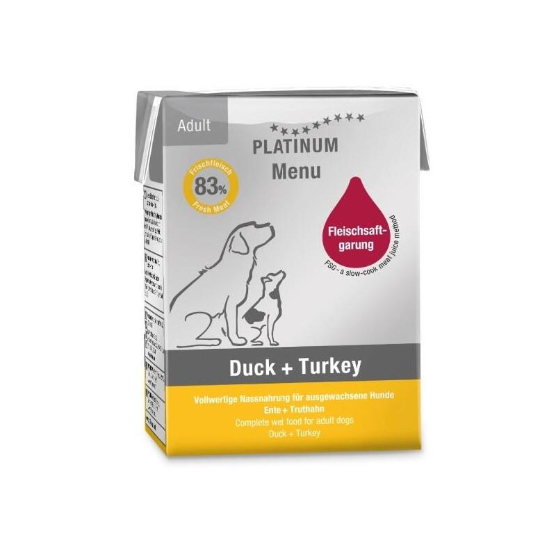 Comida Húmeda Para Perros Platinum Menu Adult Duck+Turkey 185g