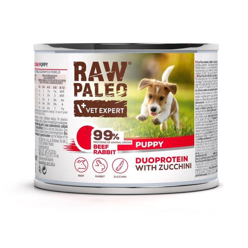 Comida Húmeda Para Perros Raw Paleo Duoprotein Beef & Rabbit Puppy 200g