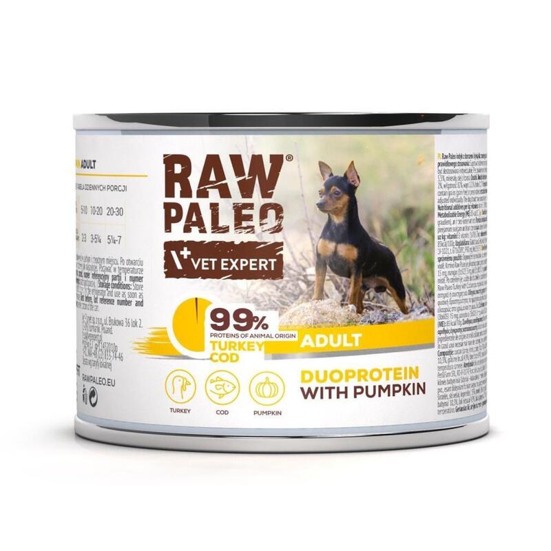 Comida Húmeda Para Perros Raw Paleo Duoprotein Turkey & Cod Adult 200g
