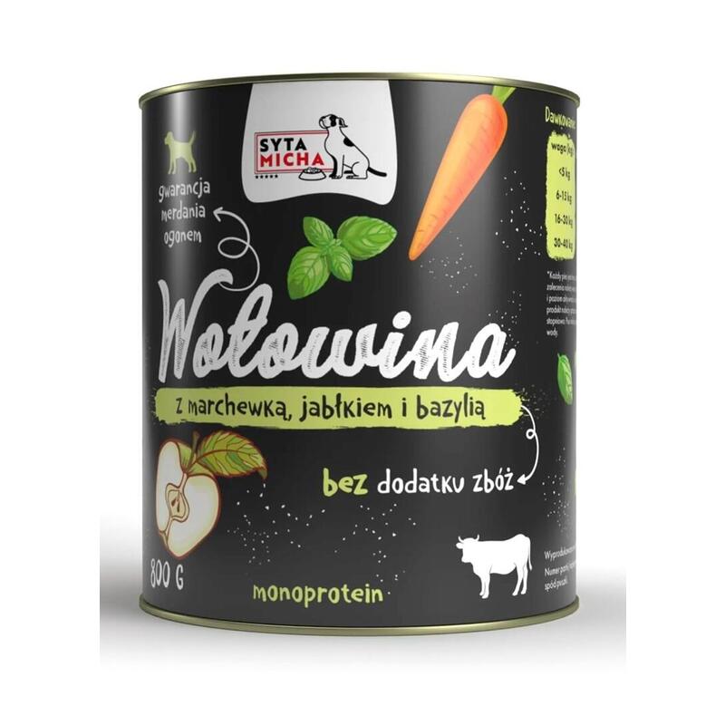 Comida Húmeda Para Perros Syta Micha Beef With Carrot, Apple And Basil 800g