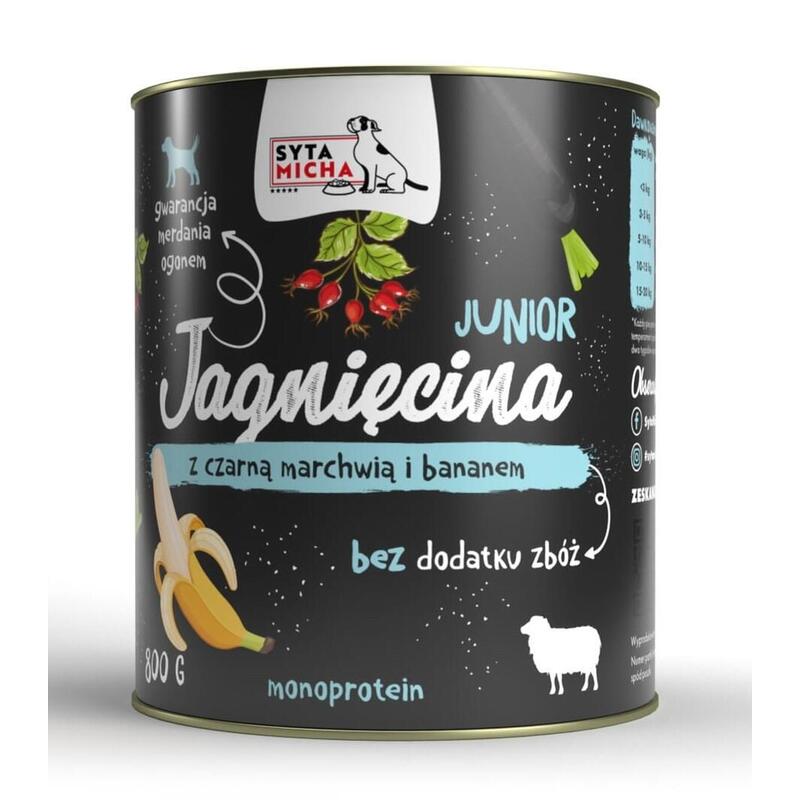 Comida Húmeda Para Perros Syta Micha Junior Cordero Con Zanahoria Negra Y Plátano 800g