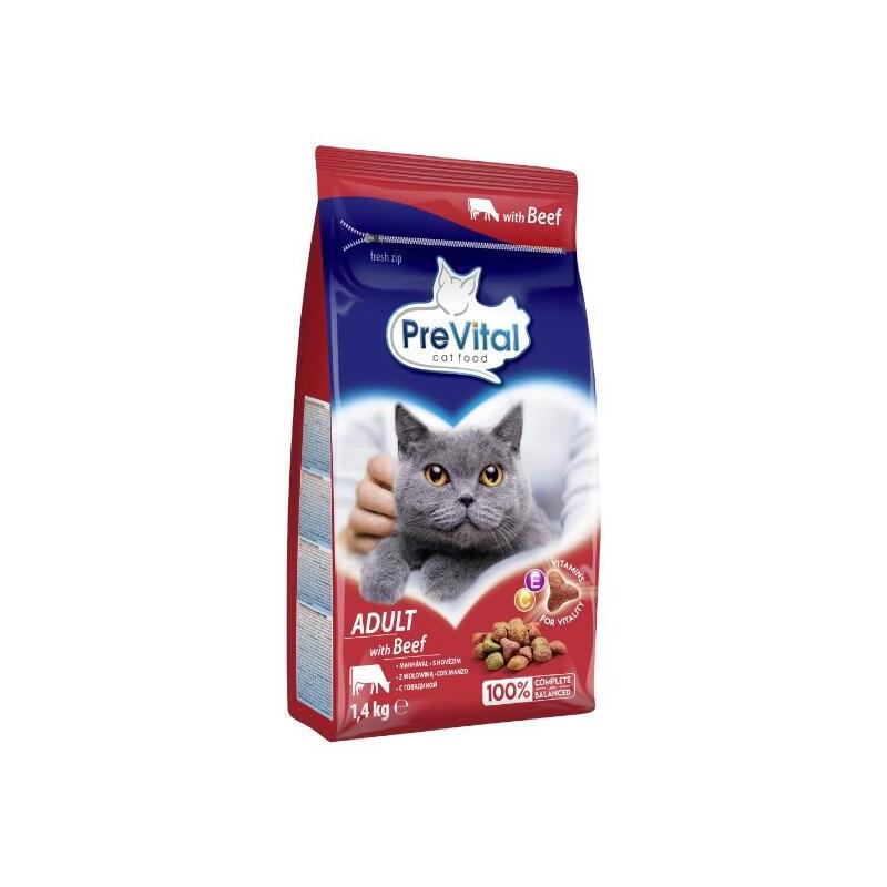Comida Seca Para Gatos Prevital Cat Food Adult Con Ternera 1,4 Kg