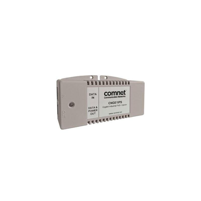 Comnet Cnge1ips Industrial 1 Port Gigabit Poe+ Injector 1000base-Tx, 56vdc @ 30w Output (Ieee802.3at Compliant), -25°C To +75°C, Wall/Din Mount