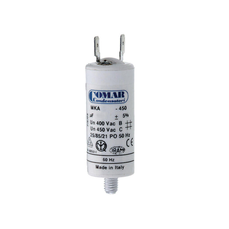 Condensador Mka 60mf 5% 450v Ø5x12cm Con Espiga M8 Y Faston Doble Konek