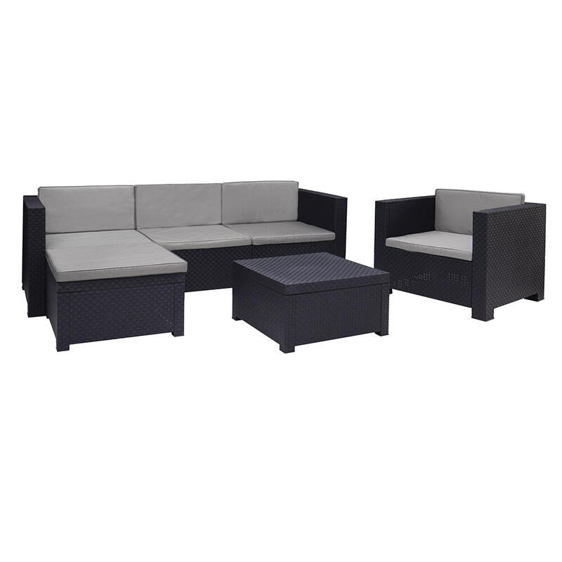 Conjunto Jardin/Terraza Sofa+Sillon+Mesa Manhattan Grafito Sp Berner