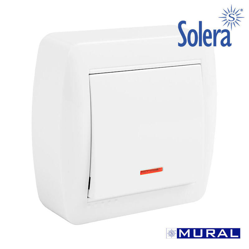 Conmutador Unipolar Con Indicador Luminoso Superficie Mural 74 X 72 X 28 Mm
