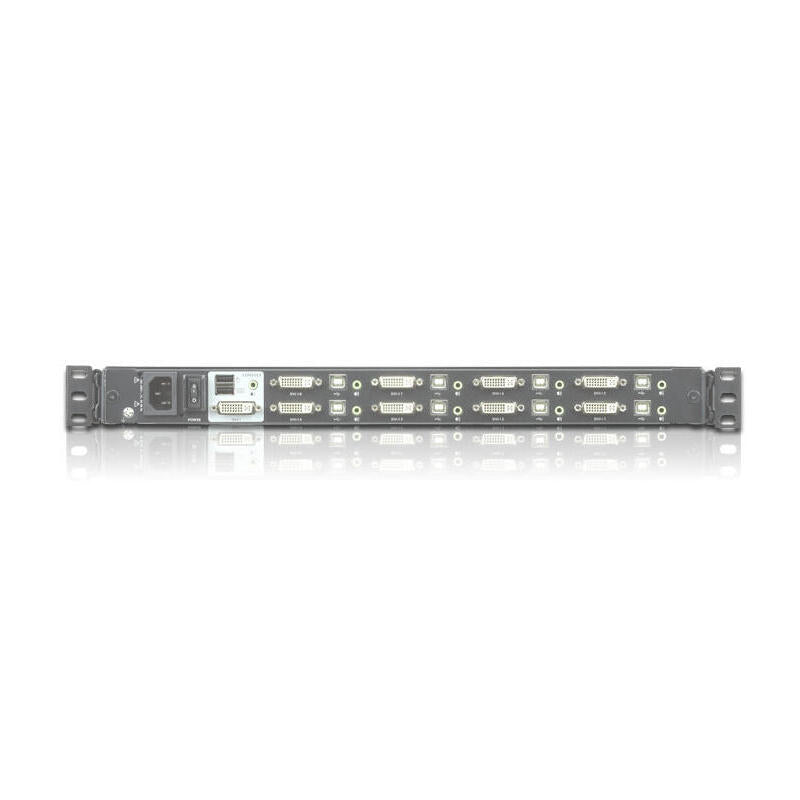 Consola Lcd Panorámica Single Rail Con Switch Kvm Integrado Dvi Usb De 8 Puertos Teclado Ingles Uk