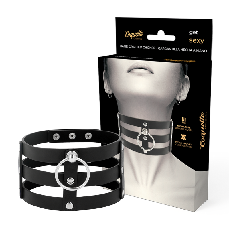 Coquette Chic Desire - Choker Cuero Vegano Estilo Fetish