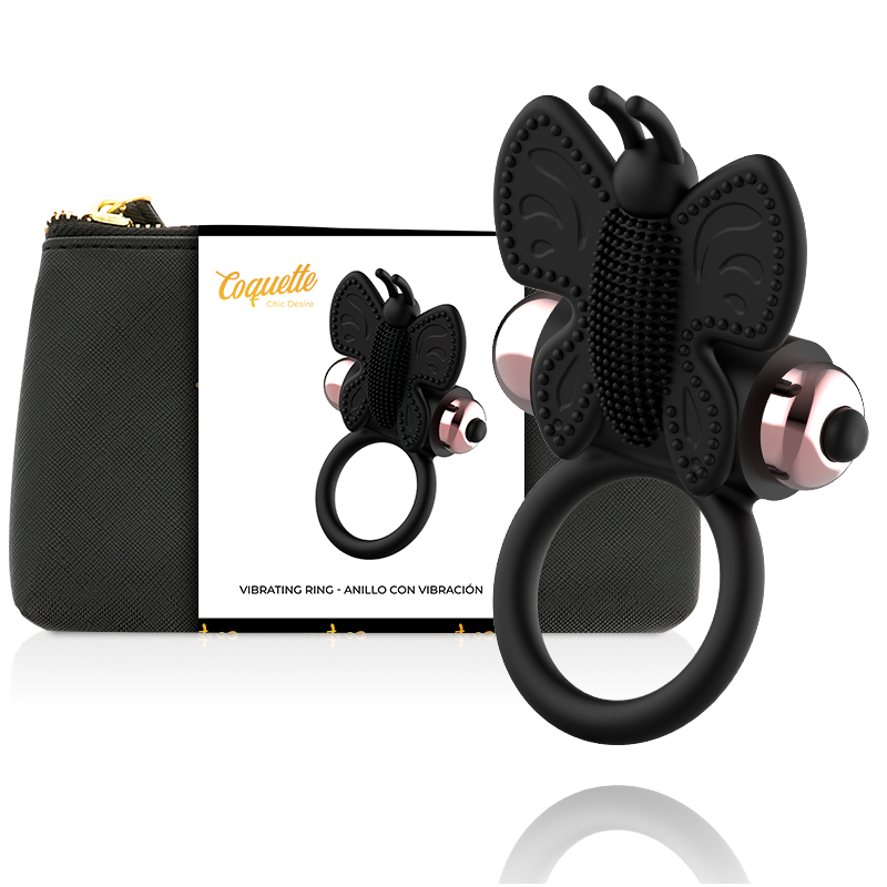 Coquette Chic Desire - Cock Ring Butterfly Anillo Vibrador Negro / Gold