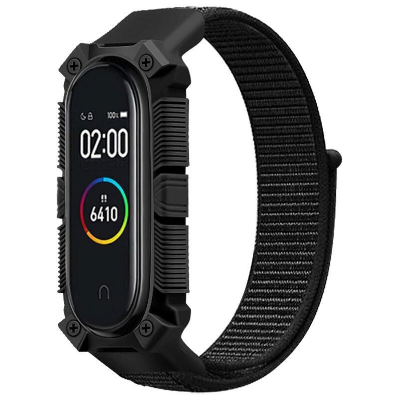 Correa De Nailon Rugerizada Negra Para Xiaomi Mi Smart Band 6 / Mi Band 5 / Amazfit Band 5