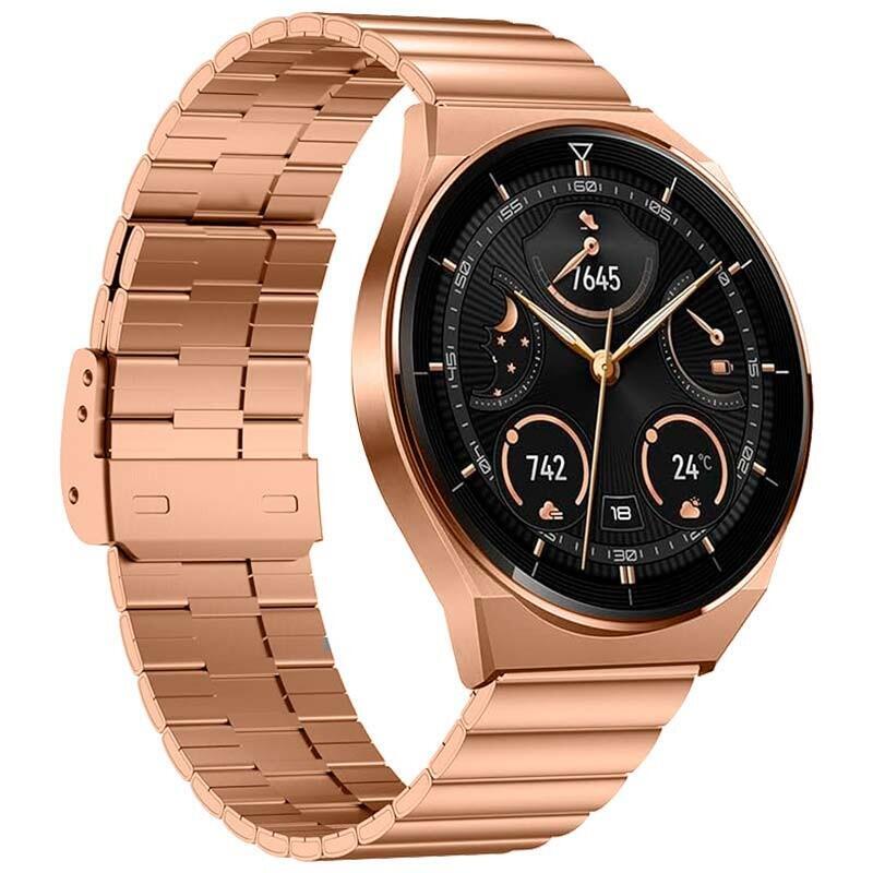 Correa Universal Acero Inoxidable 22mm Para Smartwatch Xiaomi/Amazfit/Samsung/Huawei/Realme/Ticwatch Dorado Rosa