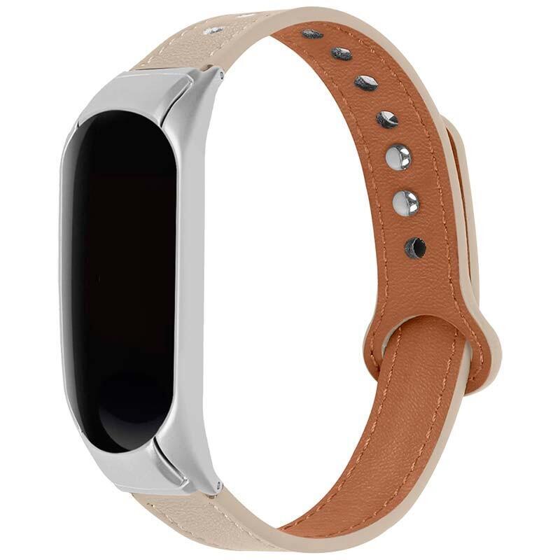 Correa Xiaomi Mi Smart Band 6 / Mi Band 5 / Amazfit Band 5 Cuero Clip Caqui